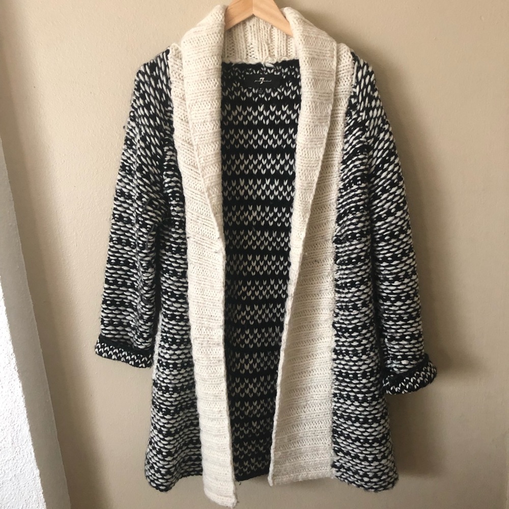 7 For All Mankind Thick Cardigan Knit Sweater